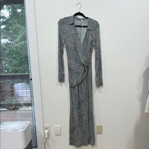 Free People Green Patterned Wrap Dress